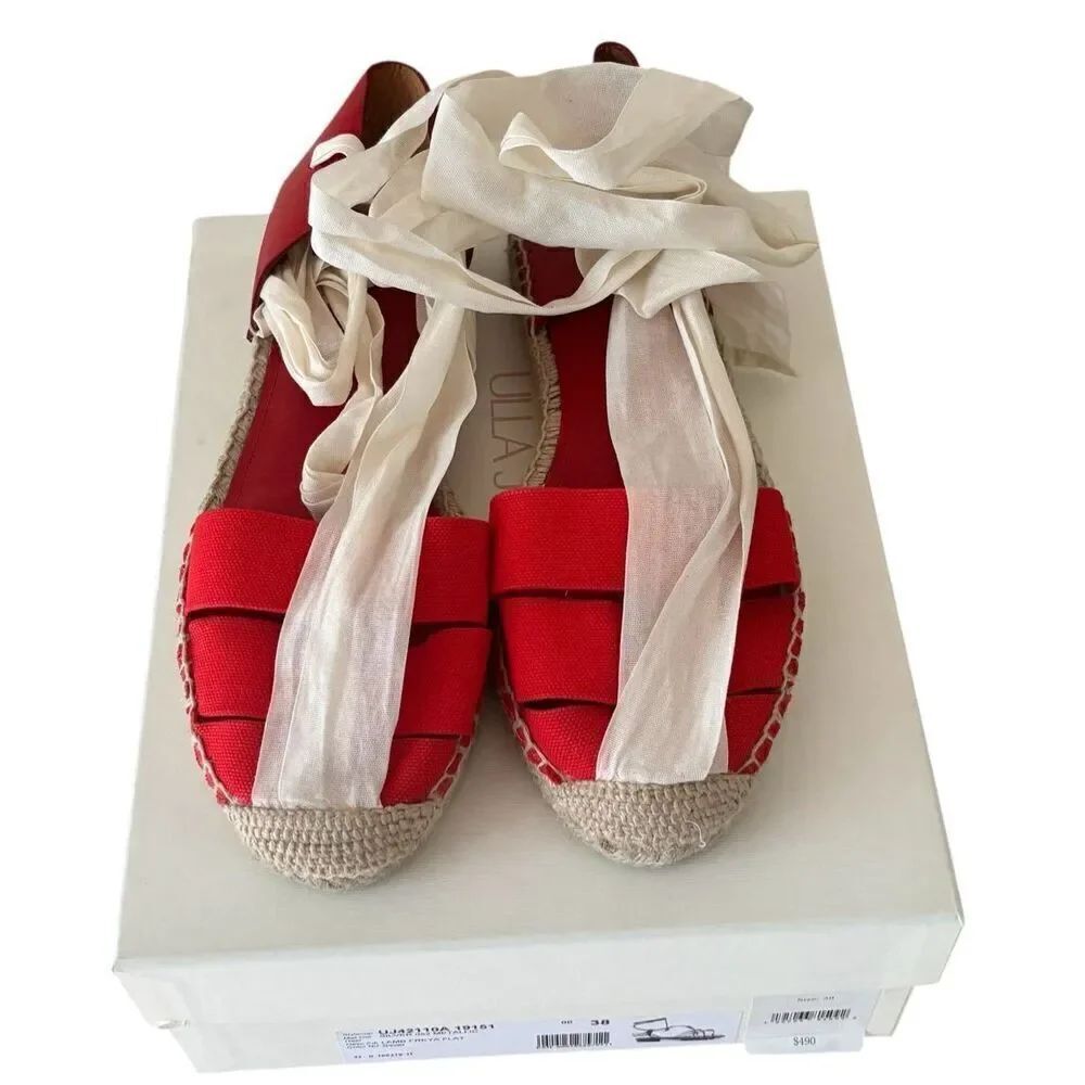 Ulla Johnson Canvas Ankle Wrap Espadrille in Red NWOB Size 40/10